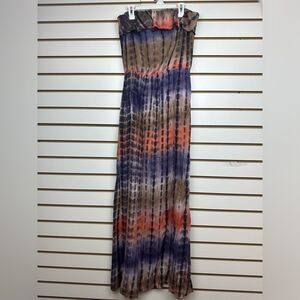 Poetry tie dyed strapless maxi dress ruffled Chest Sz L